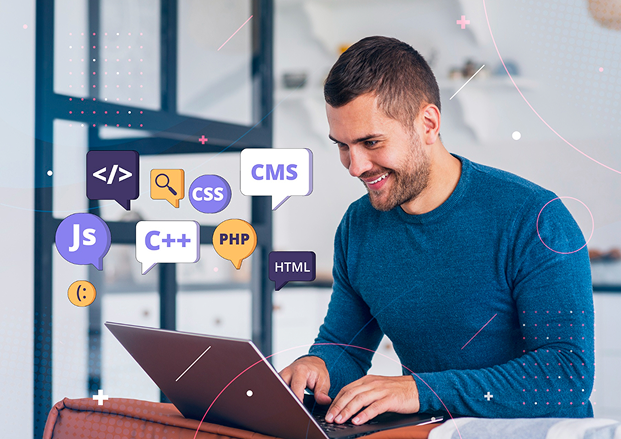 Developer working on laptop