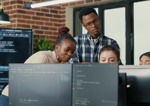 Developer working on laptop